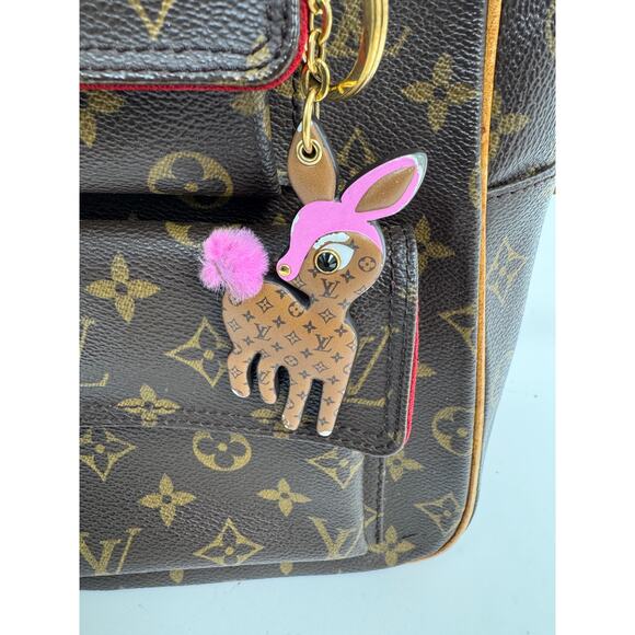 Louis Vuitton Reverse Monogram Deer Baby Doe Fur Tail Key Ring Bag Charm - Picture 5 of 7